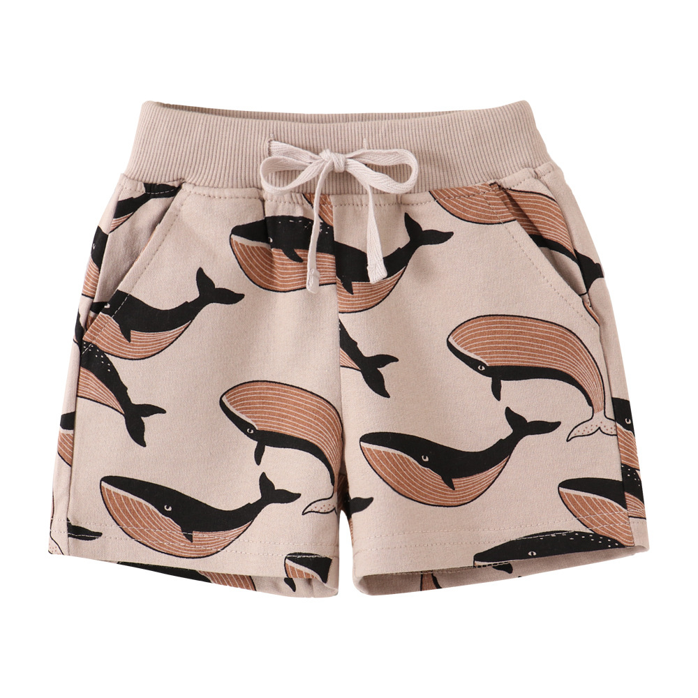 6073 Jumping Meters Summer Baby Shorts With Whale Print Hot Selling Short Pants Drawstring Hot Selling Children's Trousers