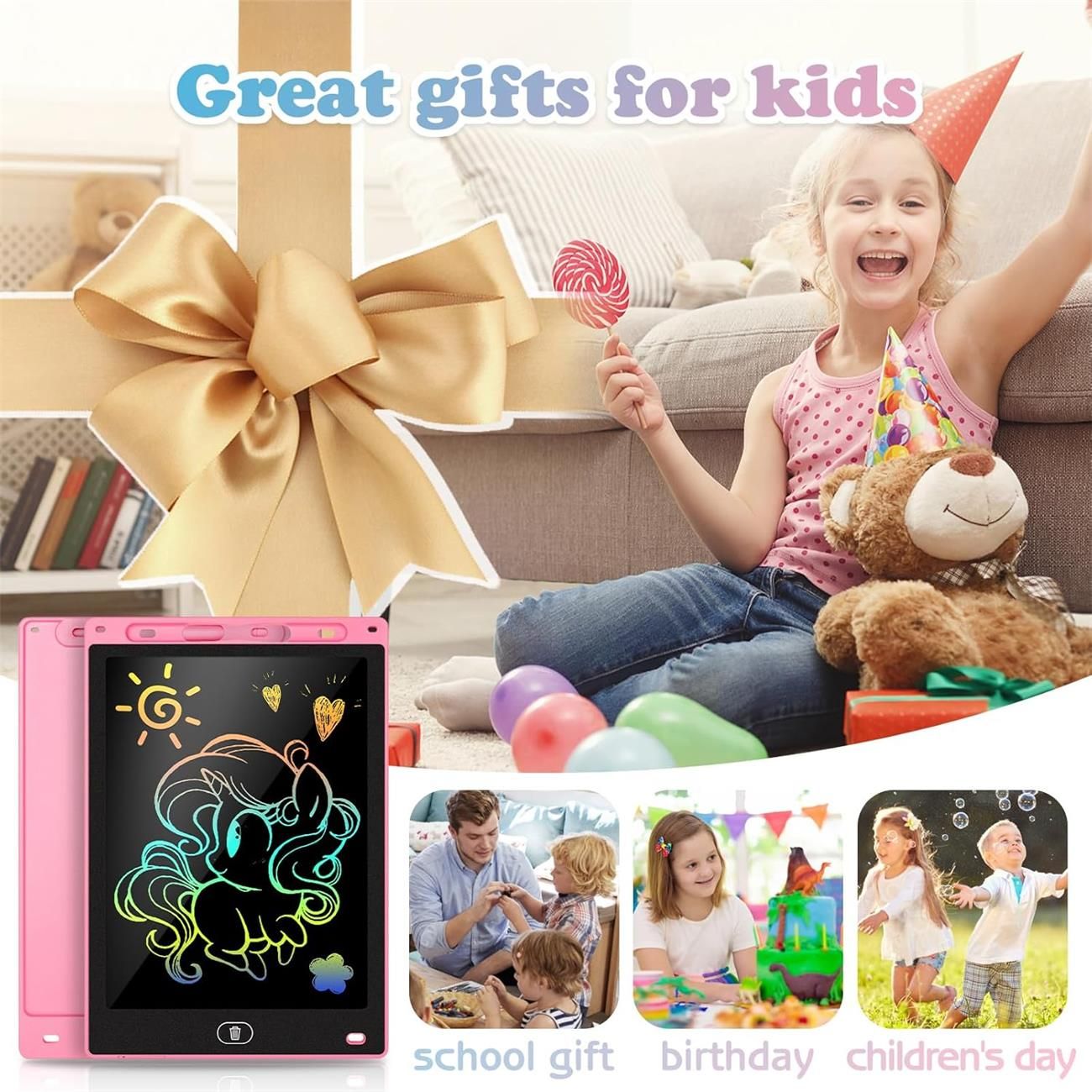 LCD Writing Tablet 8.5 & 12 Inch Electronic Writing Drawing Pads Portable Doodle Board Gifts for Kids Office Memo Home Whiteboard