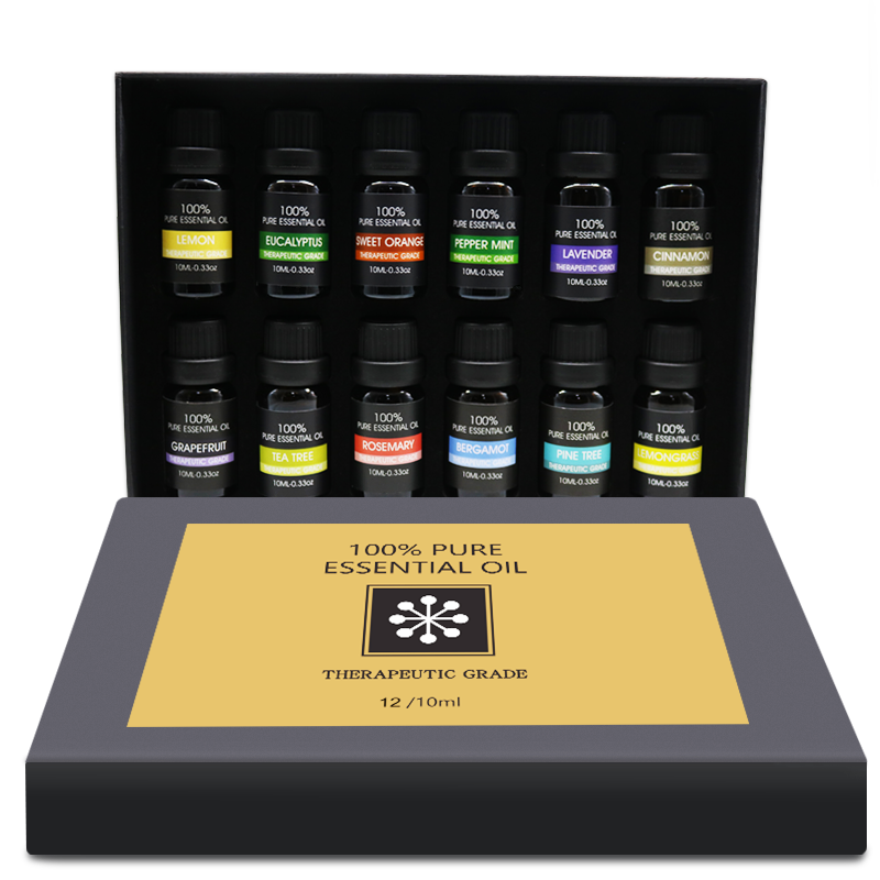 CRELVCOE 12pcs/box Essential Oil Pure Natural 10ML Pure Essential Oils Aromatherapy Diffusers Oil for Healthy Calming Air Fresh Care Air Humidifier Diffuser