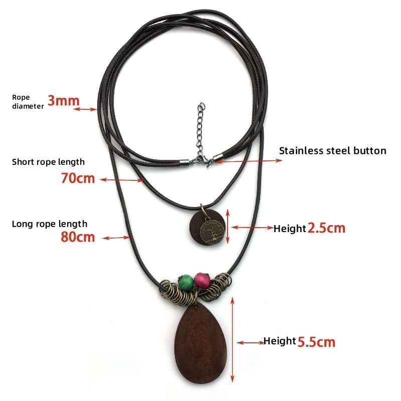 Necklace Cotton and linen wooden pendant long necklace, three-dimensional elephant pendant necklace free shipping