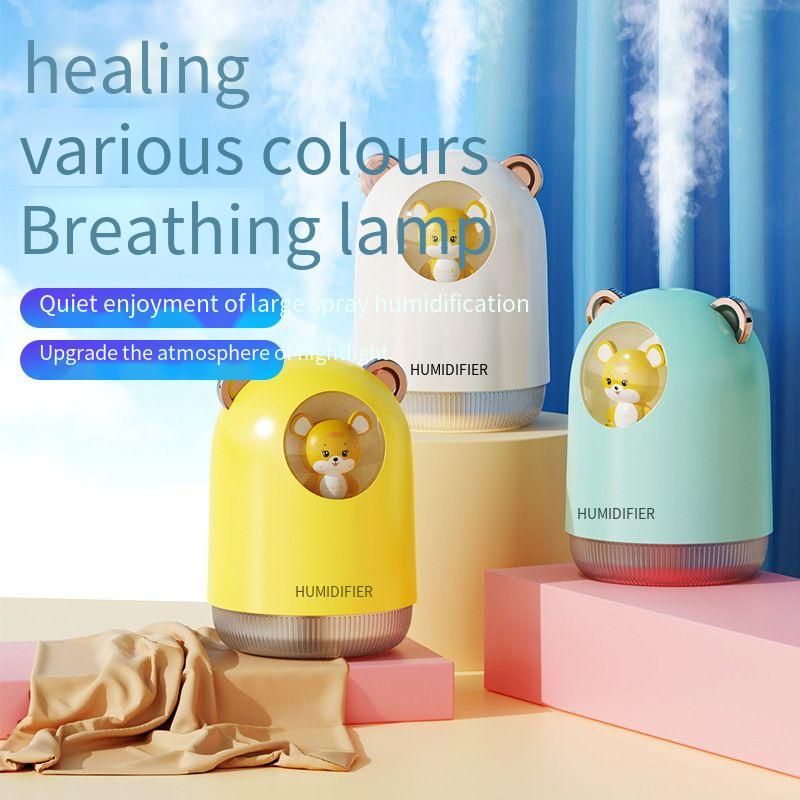 300ml Cute Tiger Humidifier, 7-Color Breathing Light Ultrasonic Cool Mist Humidifier, USB Portable Humidifier with Auto Shut-Off, Quiet Desktop Humidifier for Bedroom, Office, Home, Plants, Baby Use