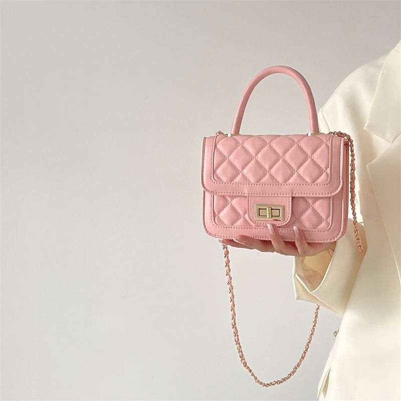 New Fashion Flip Lingge Chain Handbag PU Leather Portable Women's Party Versatile Shoulder Bag Messenger Bag