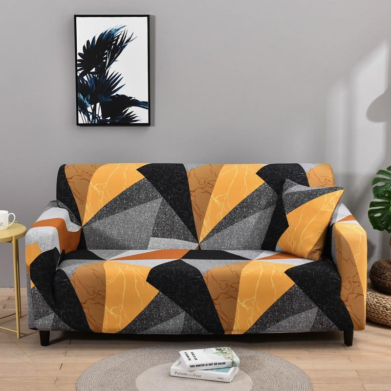 Geometric Printed Stretch Sofa Slipcover 1 Piece Couch Cover, for 2-4 Seater Settee Coat Soft with Elastic Bottom