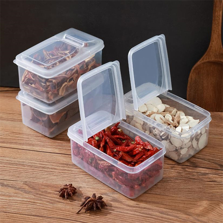 119575 Lightweight Plastic Storage Container Bin with Latching Lid for Spice Seasoning, Small Household Supplies, Stackable and Nestable