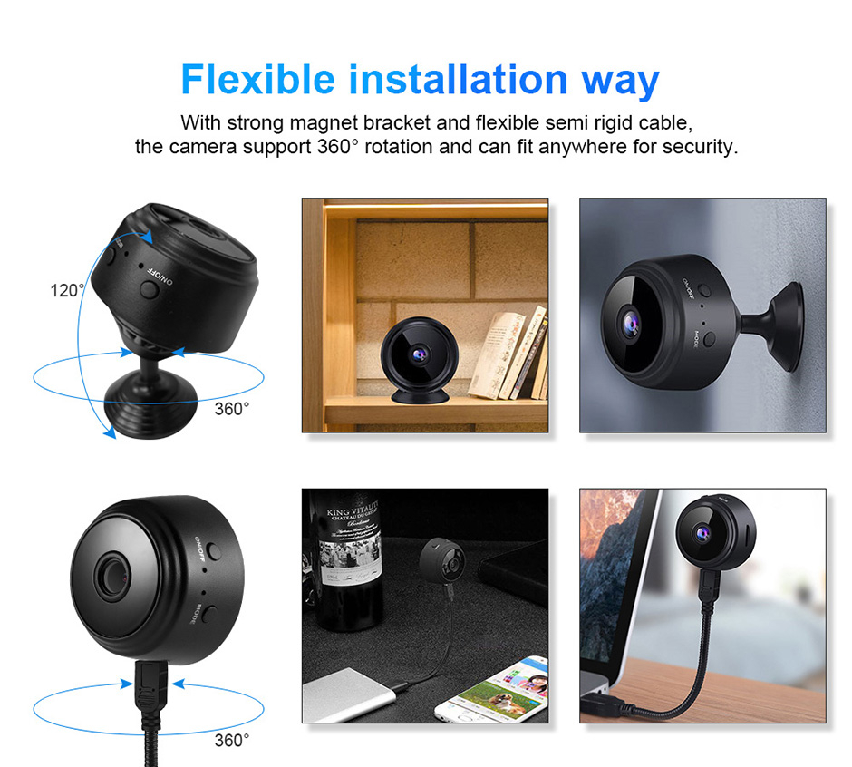 HD 1080P WIFI IP Camera Home Security Small Size IR Night Vision Motion Detect Alarm Portable Mini Surveillance Camera