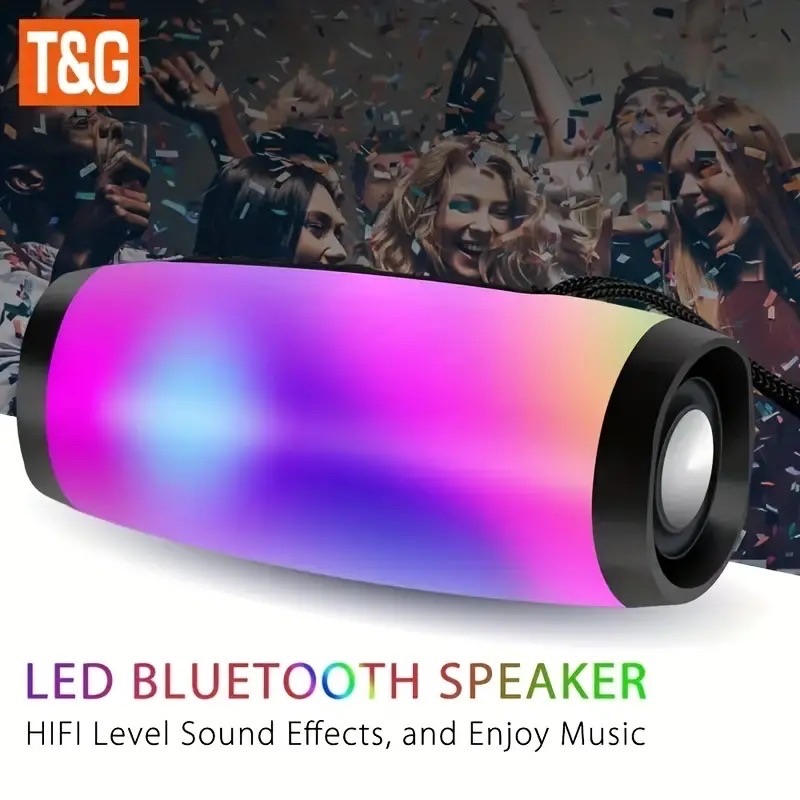 MusicMan Portable Bluetooth Speaker with RGB Disco Lights, In-car stereo system FM Radio, USB and MicroSD Playback,1500mAh Battery, Built-in Microphone & AUX Input - Wireless Party Speaker  
