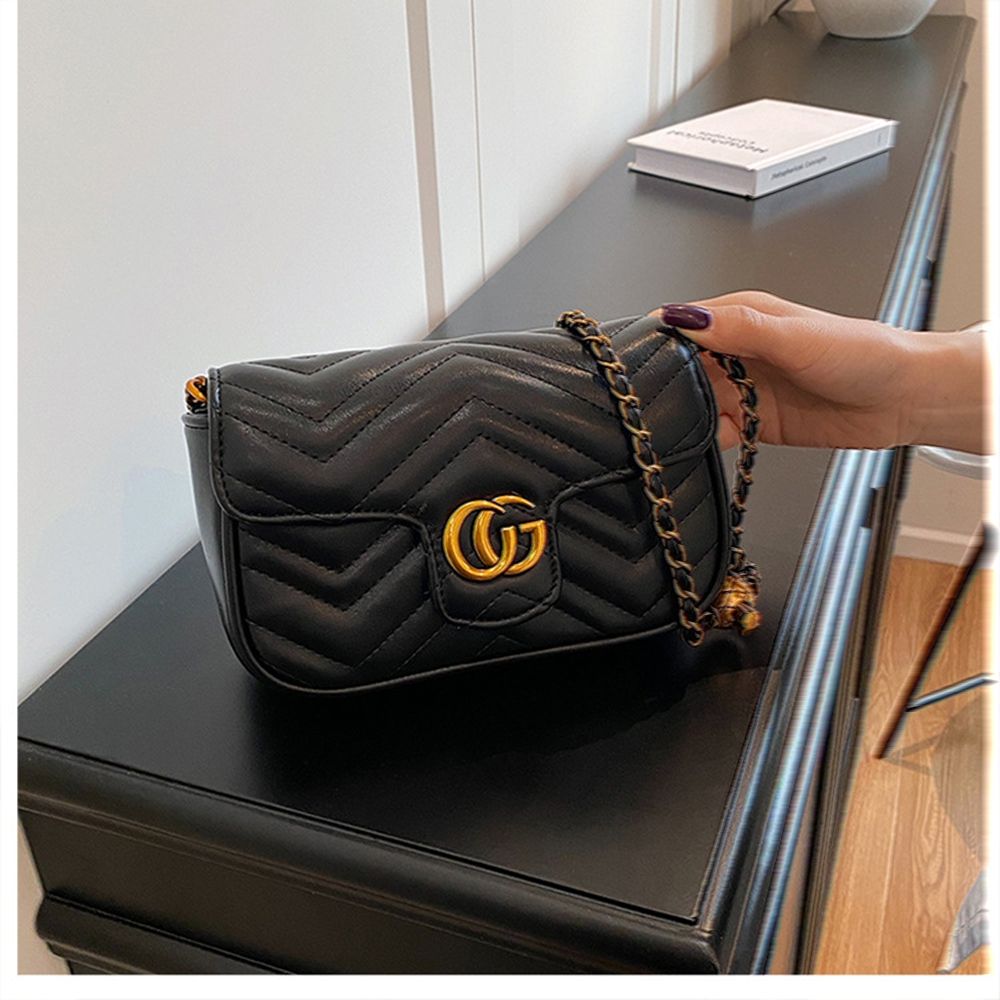 2025 new high-end texture PU chain bag, casual, fashionable, luxurious design, versatile, portable crossbody single shoulder women's bag