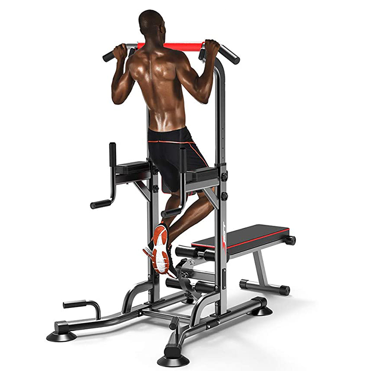 6206B Multifunction Power Tower Pull Up Dip Station, Dumbbell Bench,Strength Training Workout Home Gym Fitness Equipment