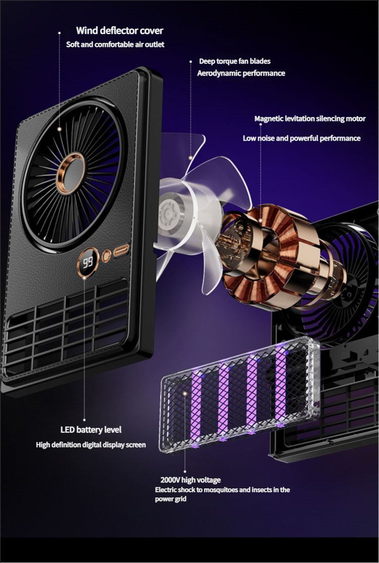 Indoor bedroom air conditioner fan mosquito killer lamp portable outdoor camping fan can be placed or hung two-in-one desktop fan mosquito killer lamp