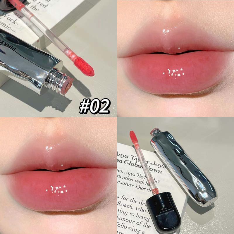 PinkyFocus Black Yaoyue Light Mirror Lip Glaze Korean Pure Want to Show Tender and Moisturizing Hydrating Glass Dudu Lip Lipstick