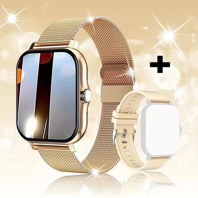 For Xiaomi Samsung Huawei Android Phone Color Screen Full Touch Custom Dial Smart Watch Women Bluetooth Call SmartWatch Men NewGold mesh