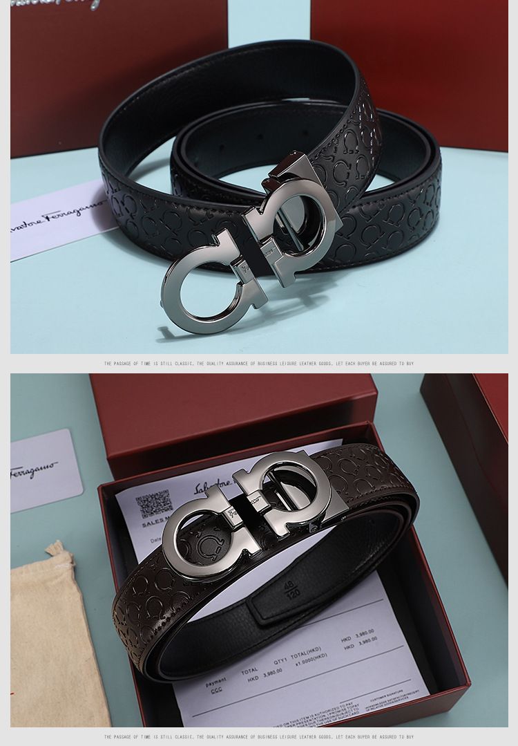 Men's Fashion Business Alloy Smooth Buckle Belt Casual Youth Genuine Leather Belt