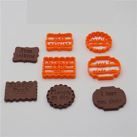 4 sets of blessing cookie mold English letters plastic cookie press diy baking tools new
