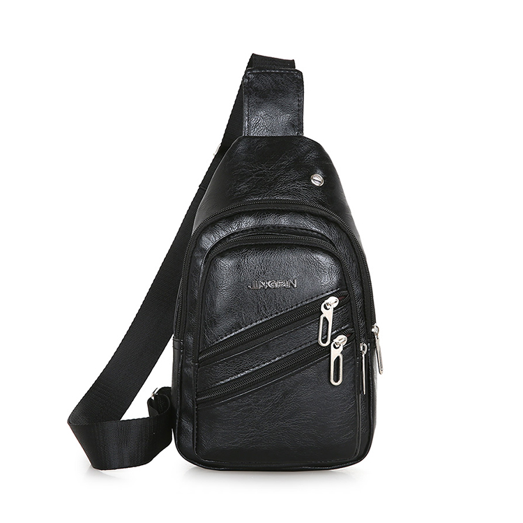 Men's chest bag 2023 new Korean shoulder bag diagonal bag casual fashion trend pu small backpack