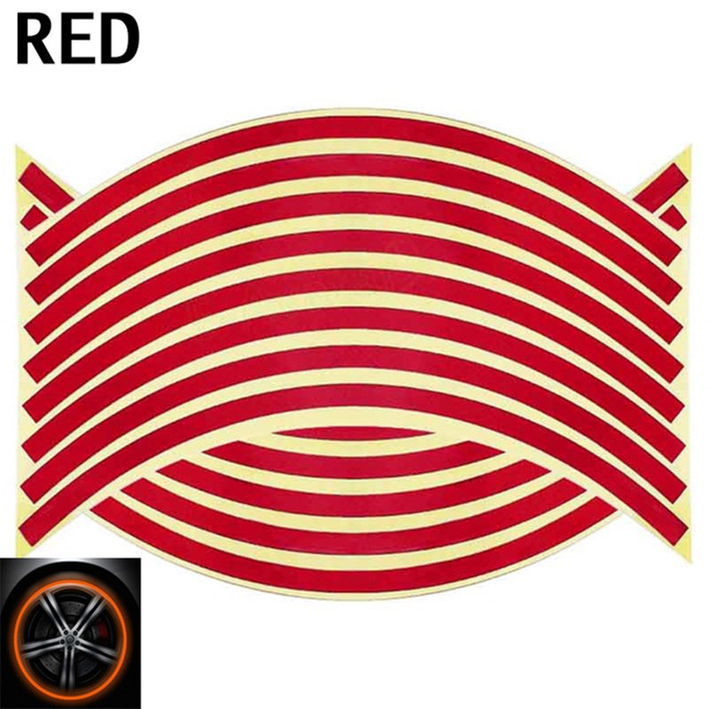 16Pc 18" Strips Motorcycle Car Wheel Tire Stickers Reflective Rim Tape