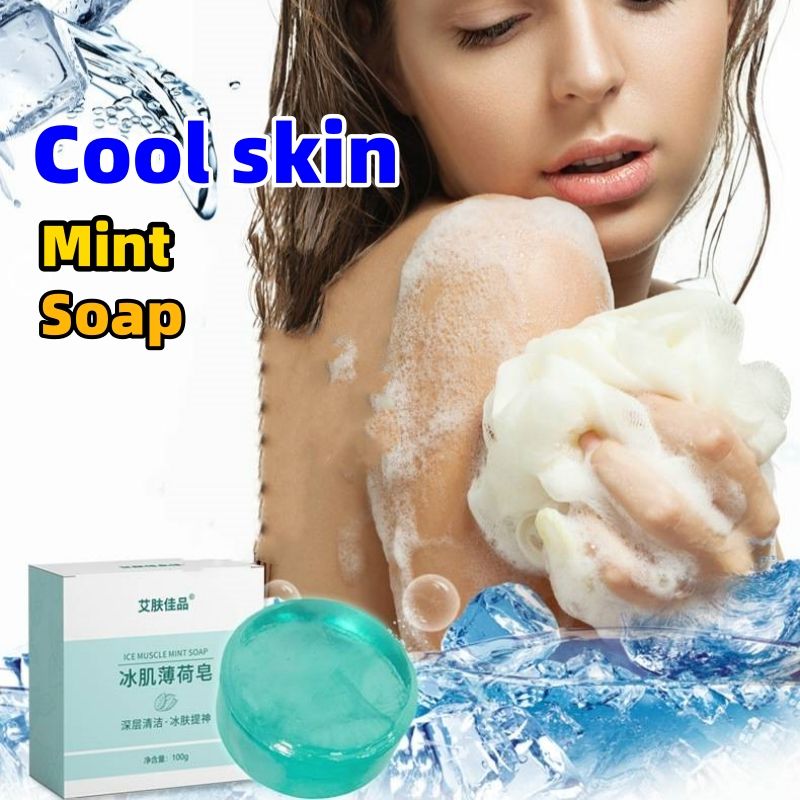 Cool mint soap CRRshop free shipping hot sale male female new fashion beauty care cleanser Ice muscle mint soap, face wash, shower, acarid soap, cool and refreshing essential oil soap