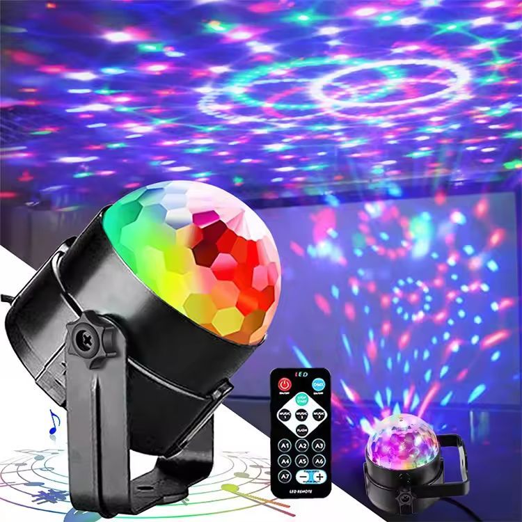 AUNONT Sound Activated Rotating Strobe Lamp RGB LED Light DJ Crystal Ball Disco Party Lights