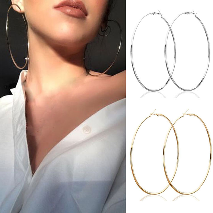 Oversized Huge Hoop Earrings 3-9cm for Women Exaggerated Sexy Smooth Big Circle Earing Party Gift