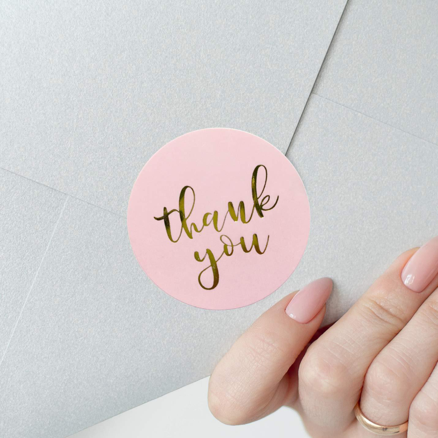 Pink Paper Label Stickers Gold Thank You Sticker Scrapbooking 500pcs for Wedding Gift Card Business Packaging Stationery Sticker