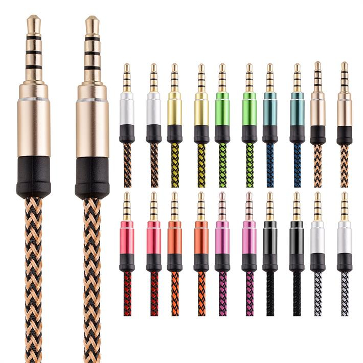 AUX Cable 4 Pole, 3.5mm to 3.5mm Auxiliary Stereo Audio Nylon Braided Aux Cord Compatible Car Home Stereos,Speaker,iPhone iPod iPad,Headphones,Sony