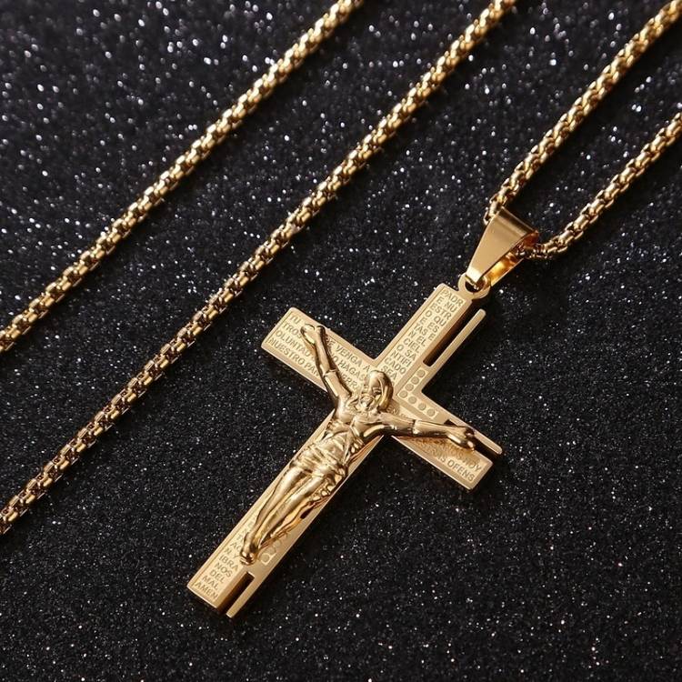Jesus cross Necklace Europe and America male female jewelry Jesus cross Pendant necklace CRRSHOP unisex men women gold silvery necklace