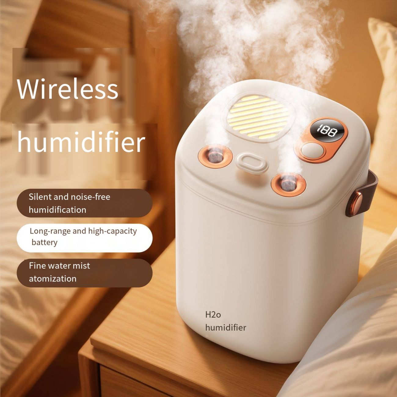 New Household Silent Wireless Humidifier, Large Mist Mini Humidifier for Pregnant Women, Babies, Bedroom, Living Room & Office