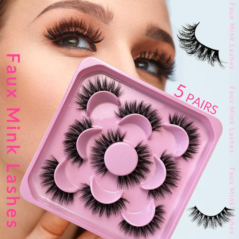 Women's Strip imitation mink eyelashes 5 pairs of one-piece lotus platform European and American false eyelashes LZ-EZ5
