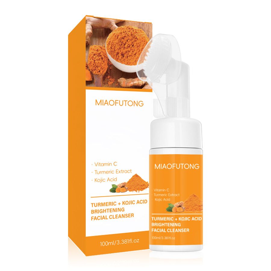 Turmeric facial cleanser oil control cleansing moisturizing brightening fading acne marks exfoliating skin tone cleansing mousse turmeric soap skin care set