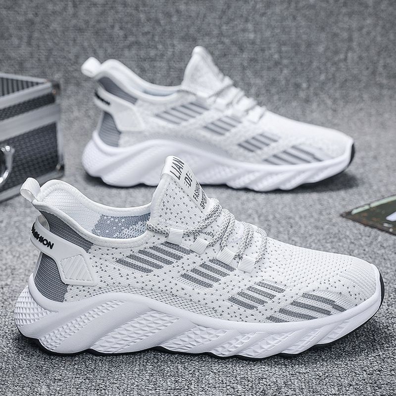 2024 autumn new breathable men's sneakers mesh men's shoes casual shoes men's fashion flying woven running shoes AD128
