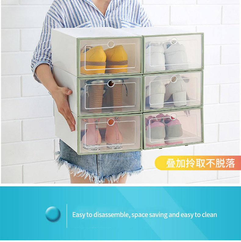 RY030 3pcs Shoe Boxes Sets Clear Plastic Stackable Foldable Shoe Box Stackable Shoes Storage Box Display Box Flap Shoe Container