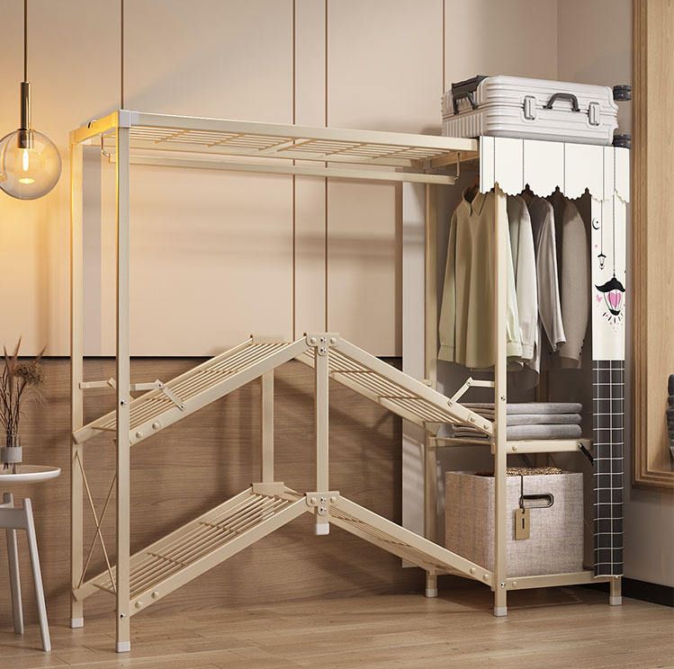 Portable Closet Wardrobe Closet for Hanging Clothes with 6 Storage Shelves, 1 Hanging Rod and 4 Pockets, Free Standing Closet Clothes Organizer for Bedroom, Sturdy and Easy Assemble