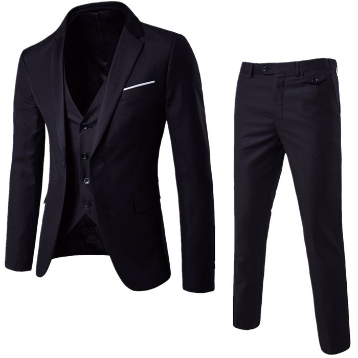 DIHOPE 2020 Men's Fashion Slim Suits Men's Business Casual Groomsman three-piece Suit Blazers Jacket Pants Trousers Vest Sets