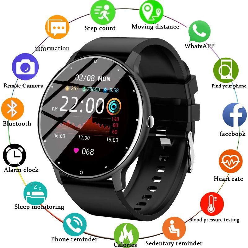 Long Battery Life Outdoor Sports Smartwatch, IP68 Waterproof, All-Day Blood Pressure & SpO2 Health Monitor, Multi-Sports Modes Fitness Tracker, Rugged Smart Watch Compatible with Android iOS