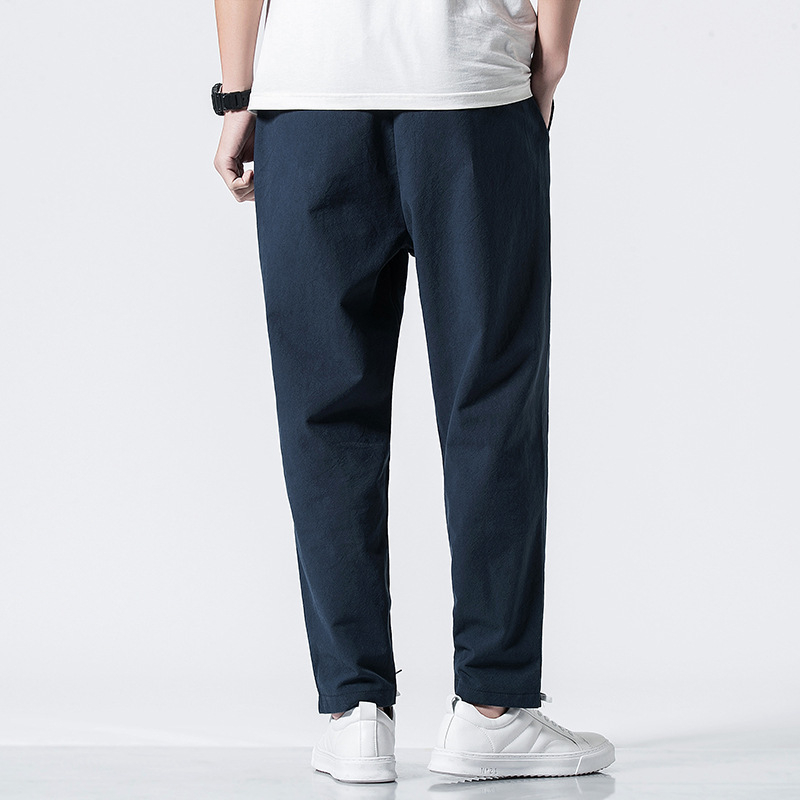 New Chinese style foreign trade autumn cotton linen pants men's retro plus size loose Harlan pants