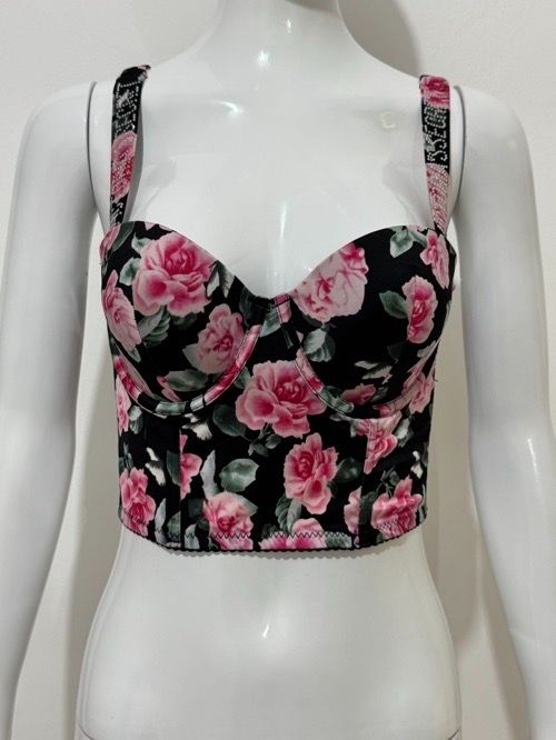 French printed herboned camisole women's summer wear sexy corset on top, sweet and spicy short with bandeau hottie top