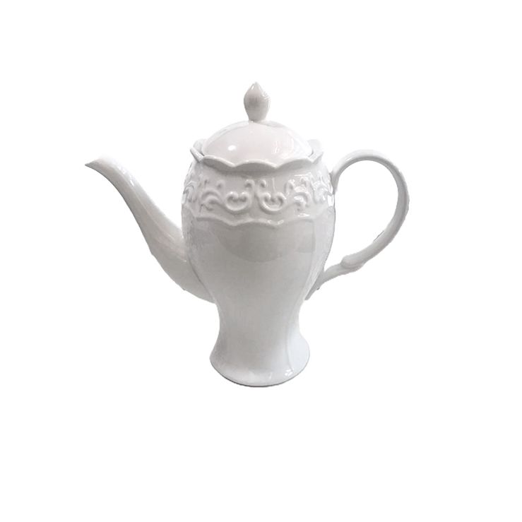 Ceramic Embossed European Style Vintage  Luxury Flower Glazing Fancy Design Teapot - CH-01