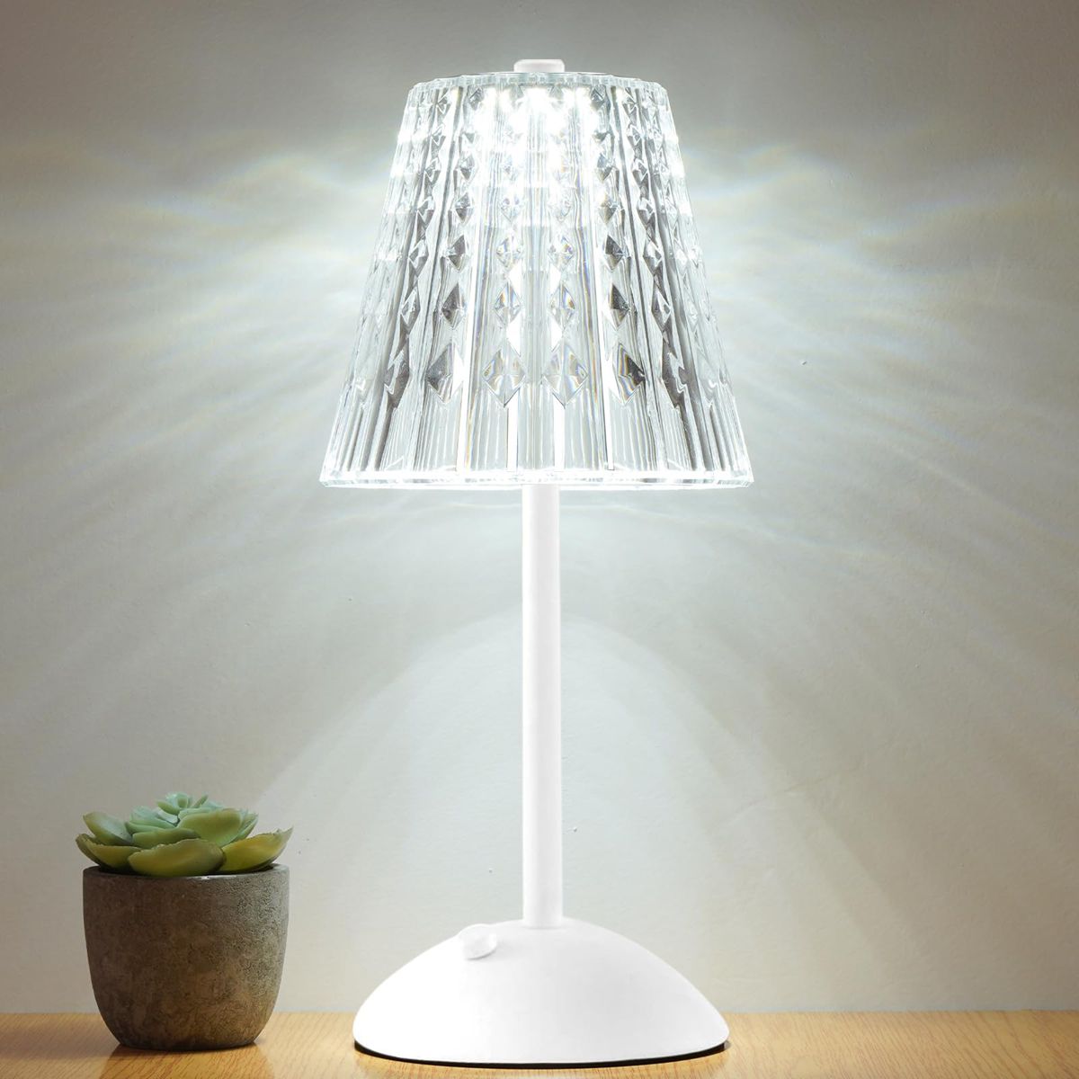 Cordless Lamp,Touch Dimmable Crystal Lamp 3 Colors,Portable LED Gold Lamp,Rechargeable Small Lamp,Battery Operated Lamp Vintage Lamp for Bedroom Living Room Restaurant Outdoor Indoor