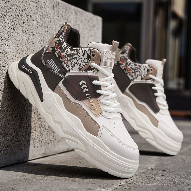 Men's High Top Work Boots 2025 A/W Chunky Sole Martin Style Sneakers Height Increasing Athletic Shoes Youth Streetwear Fashion