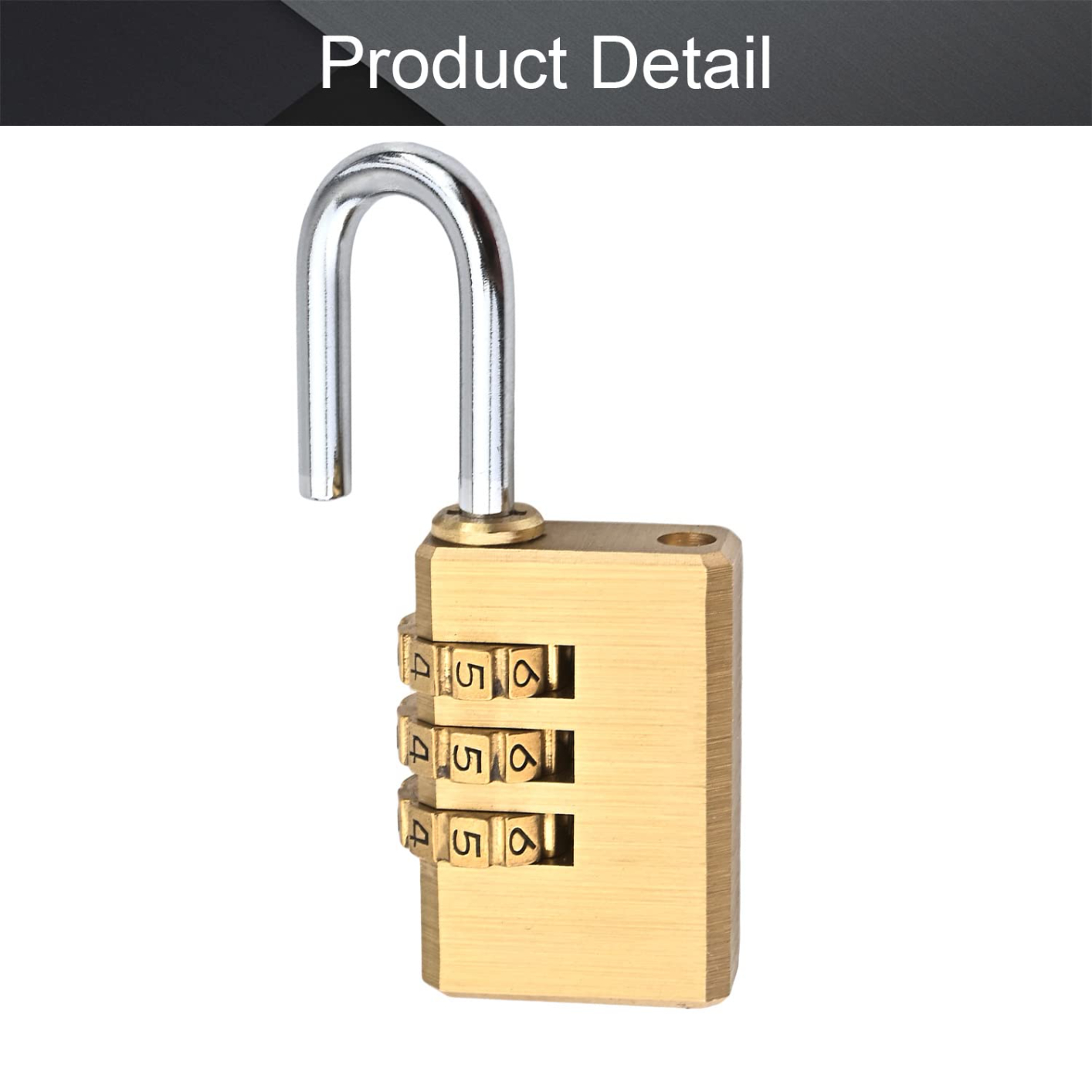4 Digit Combination Padlock, 5mm Shackle 28mm Body Width, Brass Lock Weatherproof Fence Gate Gym Locker Lock for Travel Outdoor