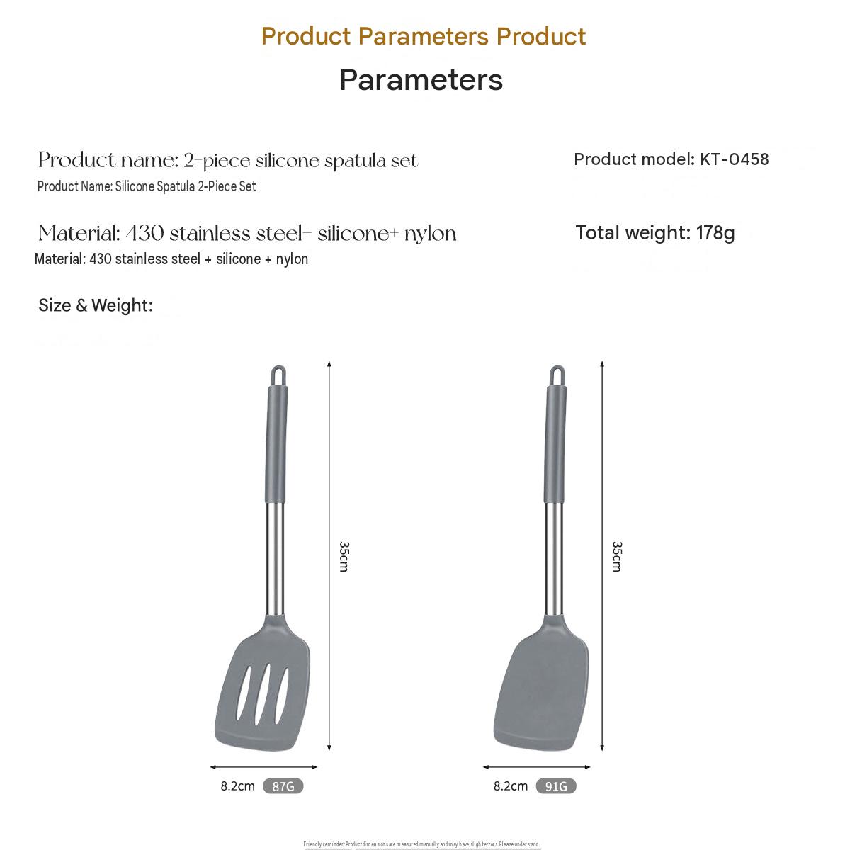 2 Pieces Food Grade Silicone Kitchen Spatula Set, High Heat Resistant Turner and Slotted Spatula, Safe Cookware Utensils for Non-stick Frying Pans Home Cooking
