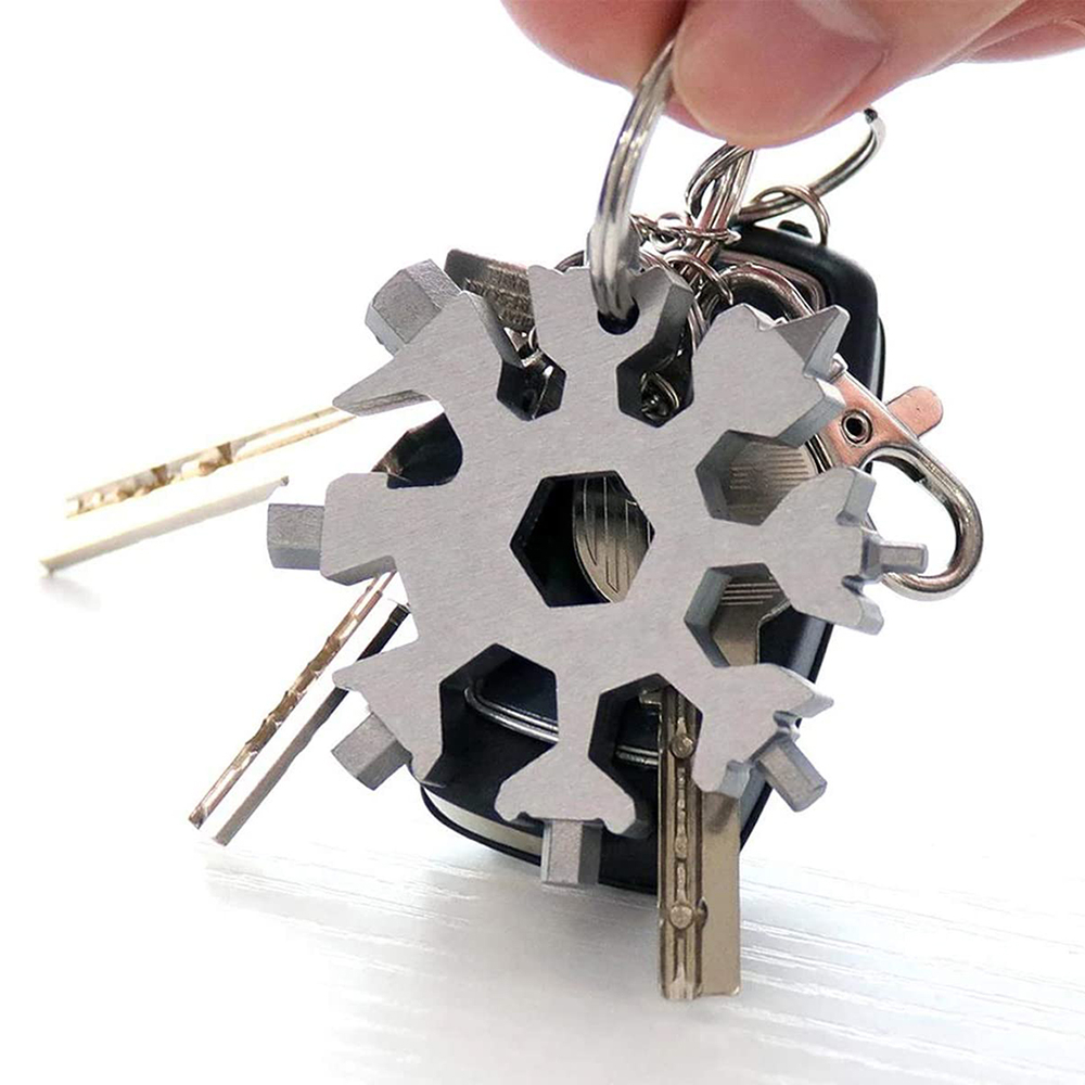 18 In 1 Snowflake Snow Wrench Tool Spanner Hex Wrench Multifunction Camping Outdoor Survive Tools Bottle Opener Screwdriver