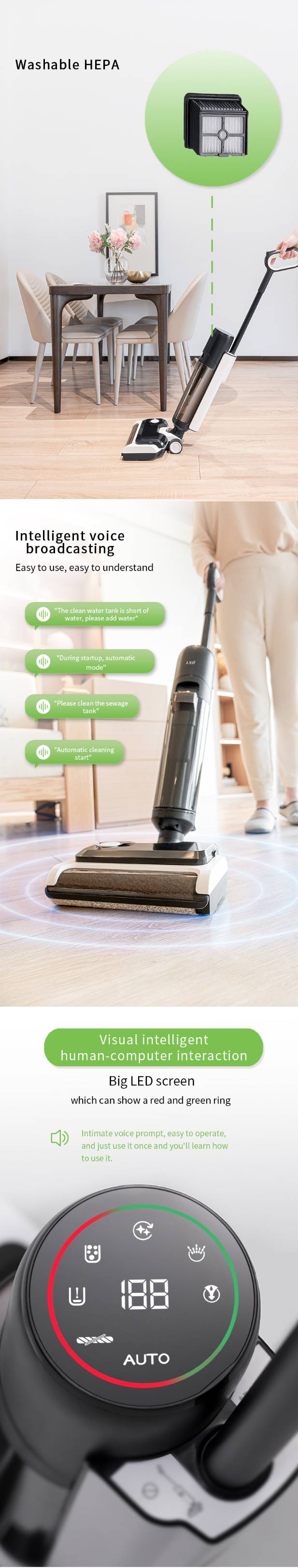 CF-X2101A Floor Cleaner Machine & Lightweight Carpet Shampooer, Portable Upholstery Spot Cleaner with Heated Wash, Power Dry, LED Display, and Odor-Eliminating Cleaning Formula
