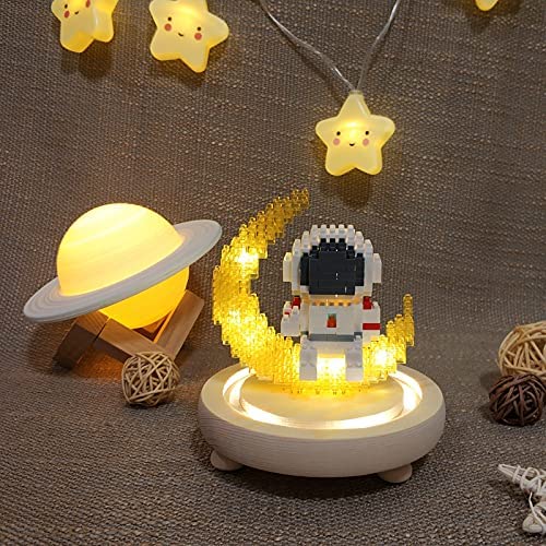 【Linhui】Astronaut Mini Building Blocks Micro Building Kits for Kids and Adults 9-15 Space Toys with Led Lighting Kit - Compatible with Nano(388 Pieces)