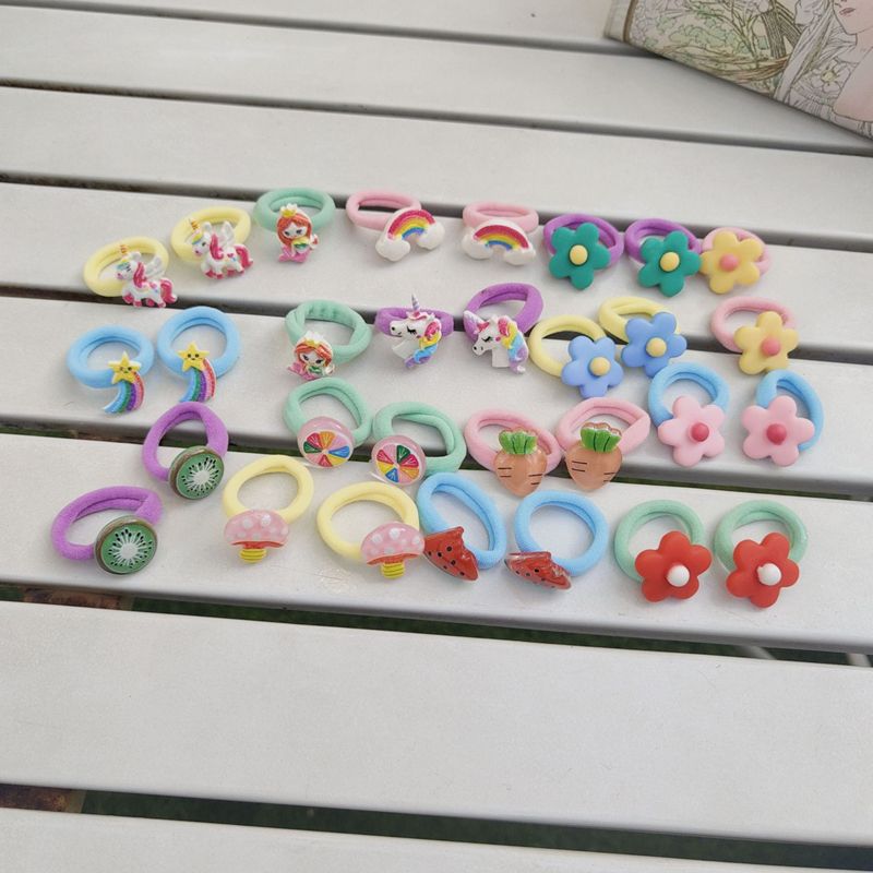 30pcs Baby Hair Band Cartoon Towel Ring Girls Hair Tie Leather Band Does Not Hurt Hair Accessories Children Hair Rope Baby