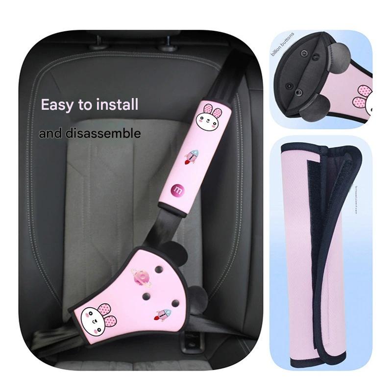 Car Child Safety Belt Cover Anti-strangulation Shoulder Pad Adjustable Seat Belt Limiter Soft Belly Protector for Kids
