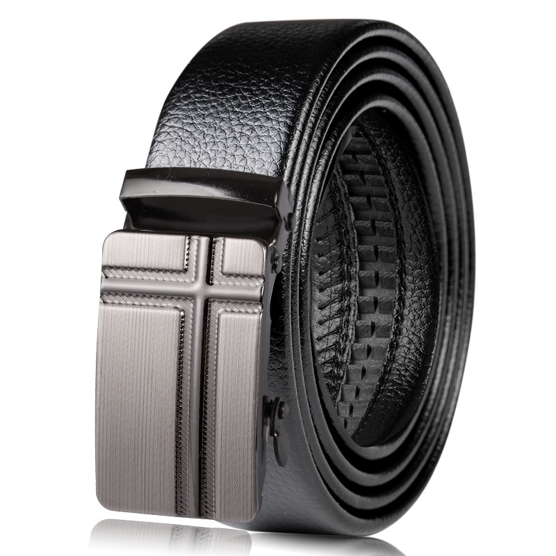 01005 Automatic Buckle Belt Casual Versatile Jeans Men Waist Straps 120cm Fashion Adjustable Male Soft Pu Leather Belts