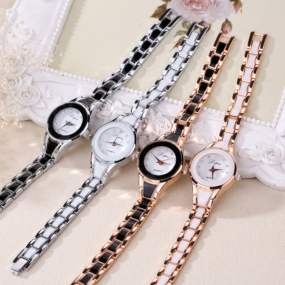 Round Steel Band Ladies Quartz Watch Diamond Scale Luxury Fashion Quartz Watch Korean Version Trend Girls Quartz Watch
