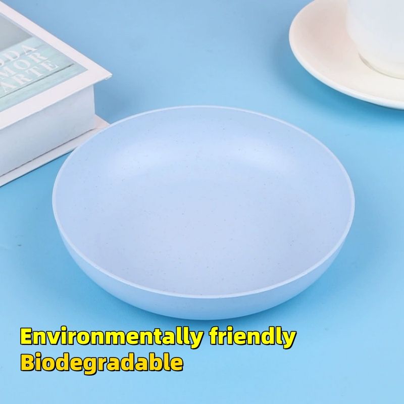 Wheat straw circular vegetable dish, household soup dish, drop resistant snack plastic dish Bottom anti slip design CRRSHOP round plate free shipping