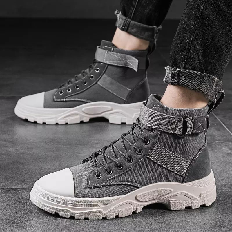 2025 New men's high-top canvas Dr. Martens boots, winter Korean style trendy casual workwear boots, men's trendy shoes