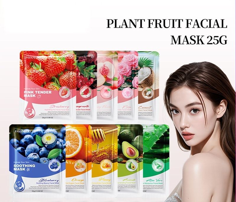 Women's facial mask plant fruit slice mask hydrating moisturizing nourishing skin rejuvenation whitening skin care mask
